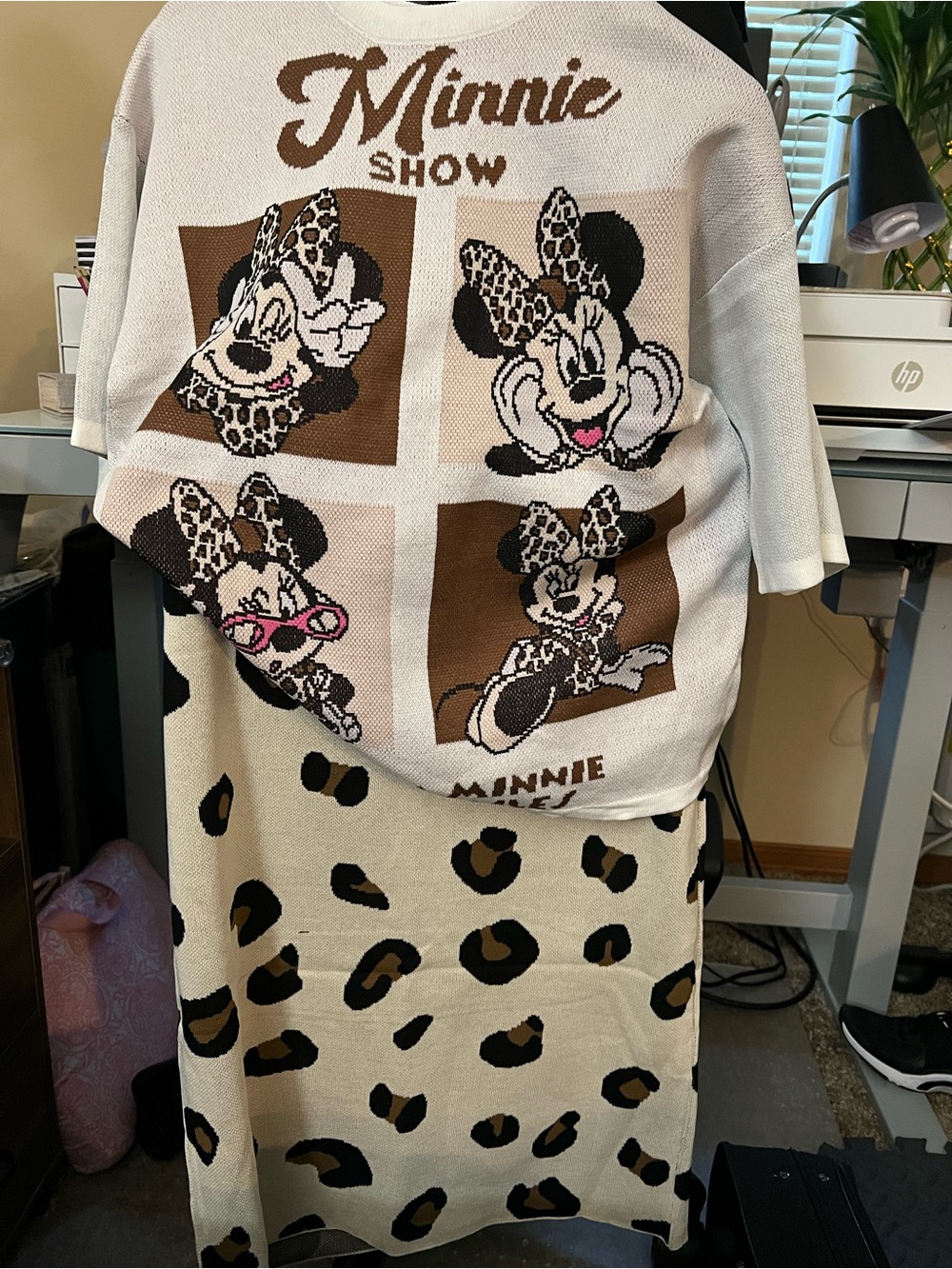 NWT Ploypa Studio Minnie Leopard Print Knit Set